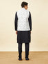 Manyavar Winter White Marble Printed Jacket