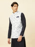Manyavar Winter White Marble Printed Jacket