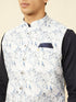 Manyavar Winter White Marble Printed Jacket
