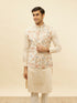 Manyavar Cream Beige Floral Printed Jacket