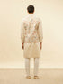 Manyavar Cream Beige Floral Printed Jacket