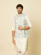 Manyavar Aqua Green Floral Printed Jacket