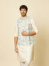 Manyavar Aqua Green Floral Printed Jacket