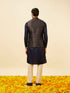 Manyavar Navy Blue Imperial Trellis Patterned Jacket