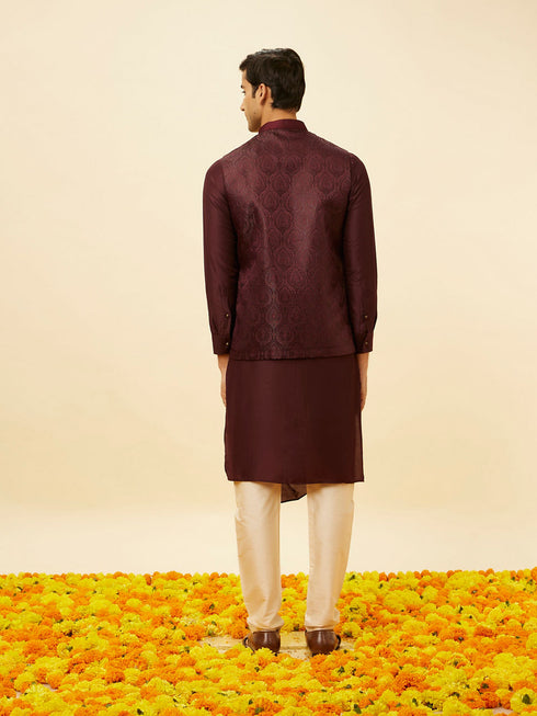 Manyavar Windsor WIne Shankh Patterned Stone Work Jacket