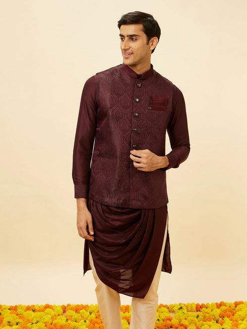 Manyavar Windsor WIne Shankh Patterned Stone Work Jacket