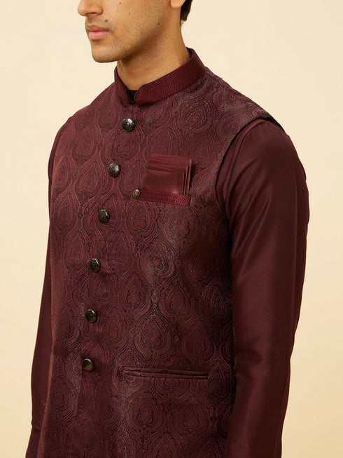 Manyavar Windsor WIne Shankh Patterned Stone Work Jacket