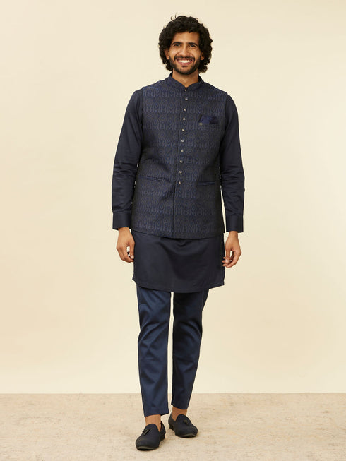 Manyavar Warm White Paisley Patterned Nehru Jacket