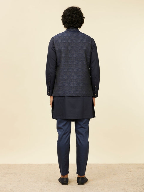 Manyavar Warm White Paisley Patterned Nehru Jacket