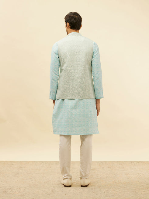 Manyavar Powder Blue Victorian Patterned Jacket