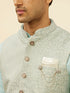 Manyavar Powder Blue Victorian Patterned Jacket