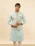 Manyavar Powder Blue Victorian Patterned Jacket