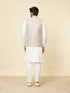 Manyavar Light Grey Medallion Patterned Nehru Jacket