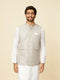 Manyavar Light Grey Medallion Patterned Nehru Jacket