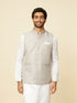 Manyavar Light Grey Medallion Patterned Nehru Jacket