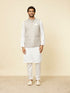 Manyavar Light Grey Medallion Patterned Nehru Jacket