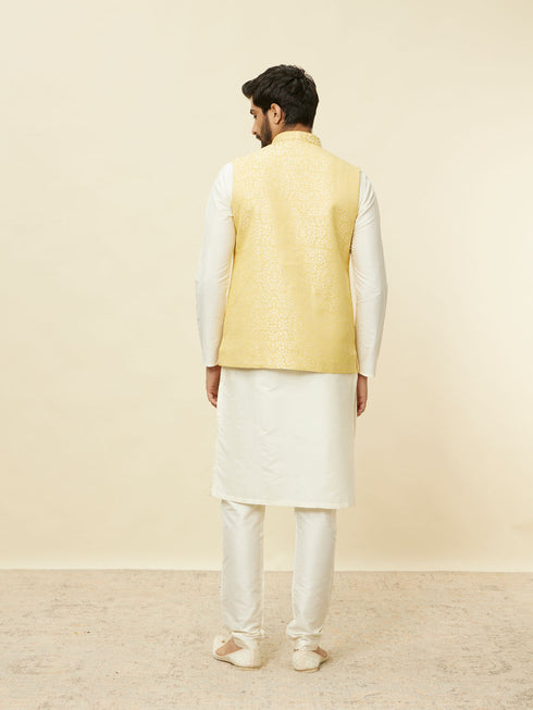 Manyavar Sand Yellow Medallion Patterned Jacket