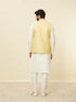 Manyavar Sand Yellow Medallion Patterned Jacket