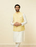 Manyavar Sand Yellow Medallion Patterned Jacket