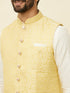 Manyavar Sand Yellow Medallion Patterned Jacket
