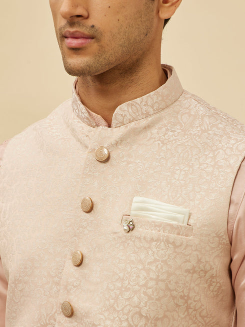 Manyavar Soft Pink Victorian Patterned Jacket