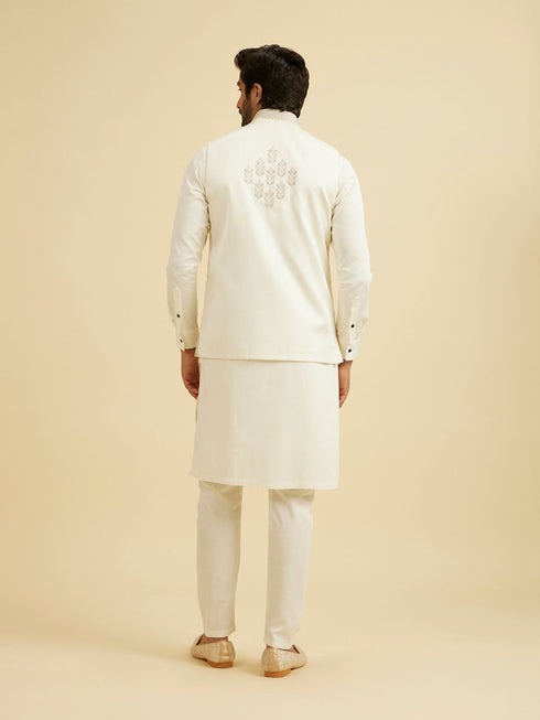 Manyavar Warm White Floral Jaal Patterned Jacket