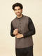 Manyavar Kohl Black Ikat Inspired Printed Jacket