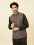 Manyavar Kohl Black Ikat Inspired Printed Jacket