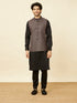 Manyavar Kohl Black Ikat Inspired Printed Jacket
