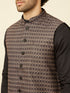 Manyavar Kohl Black Ikat Inspired Printed Jacket