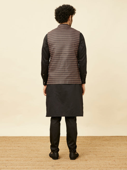 Manyavar Kohl Black Ikat Inspired Printed Jacket