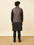 Manyavar Kohl Black Ikat Inspired Printed Jacket