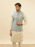 Manyavar Glacier Blue Victoran Patterned Jacket