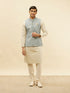 Manyavar Glacier Blue Victoran Patterned Jacket