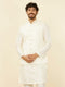 Manyavar Warm White Medallion Patterned Nehru Jacket