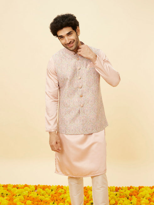 Manyavar Rose Pink Bel Buti Patterned Jacket
