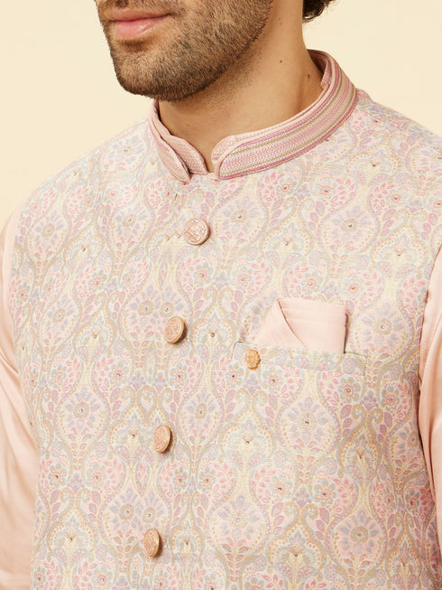 Manyavar Rose Pink Bel Buti Patterned Jacket