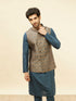 Manyavar Blue Grey Petal Jaal Patterned Jacket