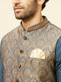 Manyavar Blue Grey Petal Jaal Patterned Jacket