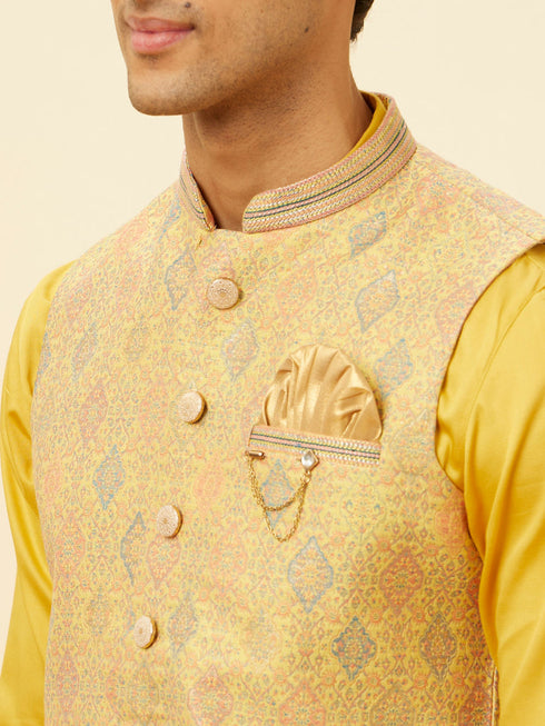 Manyavar Marigold Yellow Shankh Motif Jacket