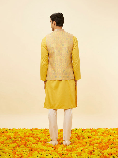 Manyavar Marigold Yellow Shankh Motif Jacket