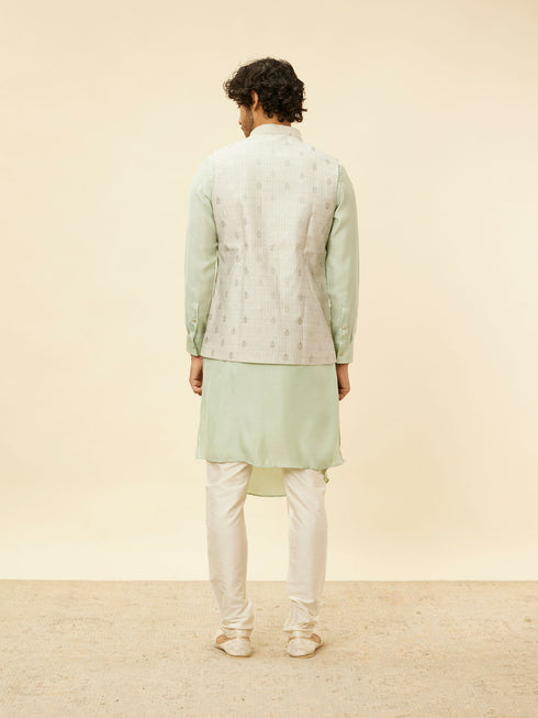 Manyavar Pistachio Green Buta Jaal Patterned Jacket