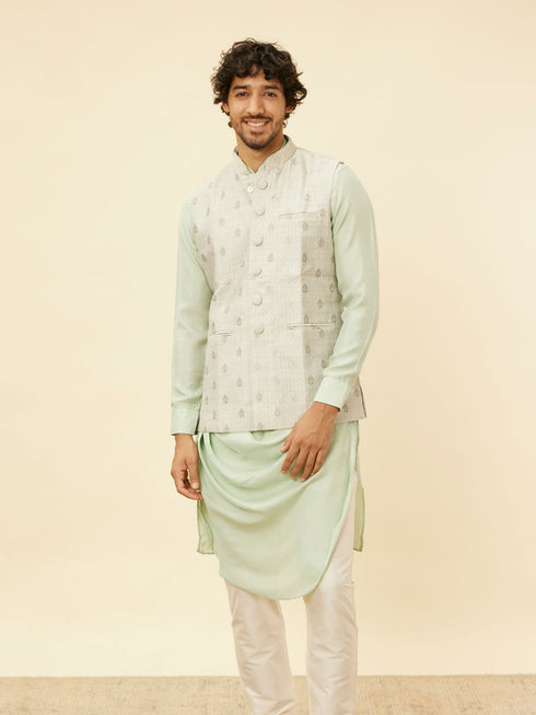 Manyavar Pistachio Green Buta Jaal Patterned Jacket