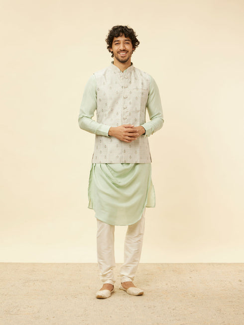 Manyavar Pistachio Green Buta Jaal Patterned Jacket