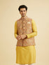 Manyavar Fawn Conch Shell Patterned Nehru Jacket