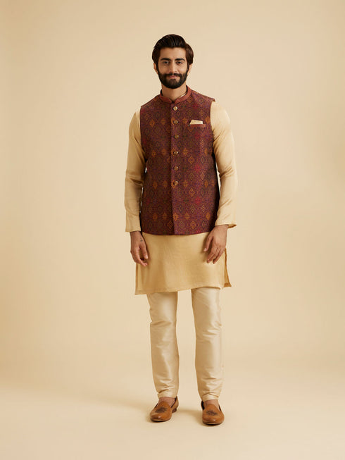 Manyavar Maroon Majesty Nehru Jacket