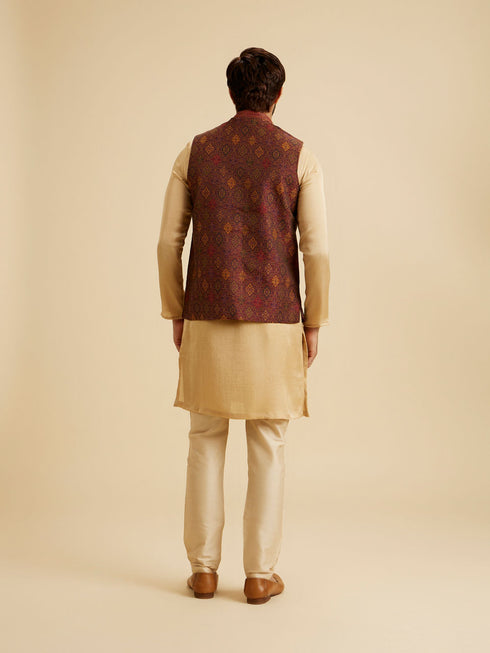 Manyavar Maroon Majesty Nehru Jacket