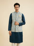 Manyavar Delicate Blue Shankh Patterned Jacket