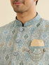 Manyavar Delicate Blue Shankh Patterned Jacket