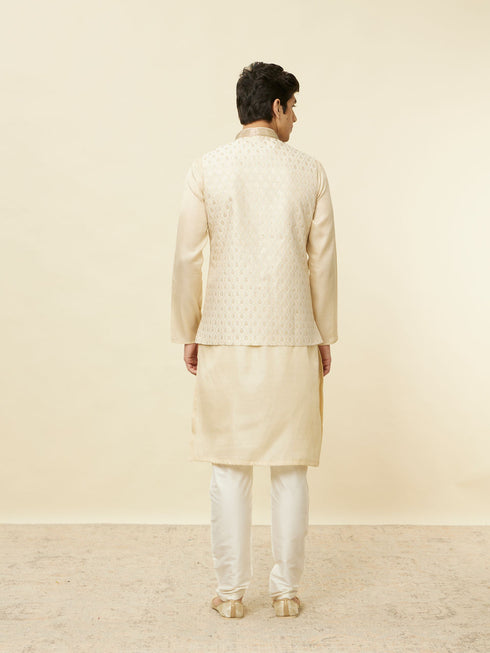 Manyavar Desert Sand Beige Ogee Patterned Jacket